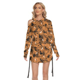 Halloween Moon Witchy All Over Print Women One Shoulder Dress With Waist Shirring, Hot Costume For Women - Wonder Skull