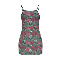 SeaGreen Skull Lovers Printed Body Dress, Naughty Sleeveless Minidress For Women-Wonder Skull