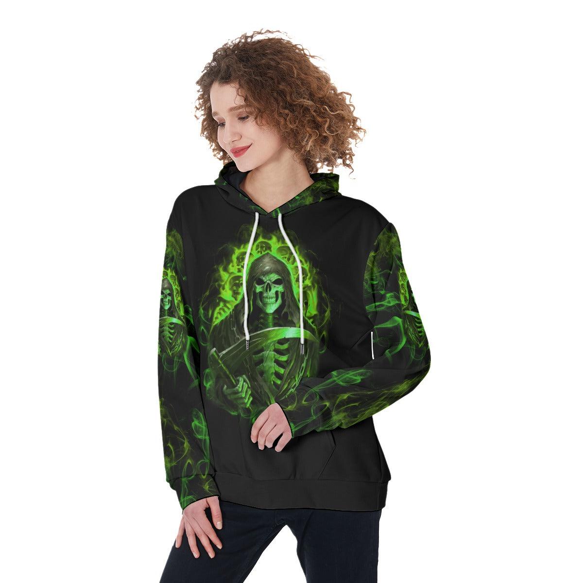 Green Skull Fire When Someone Calls Me An Asshole Funny Hoodie For Women - Wonder Skull