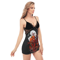 Horror Pumpkin Lace Chemise Nightgown - Wonder Skull