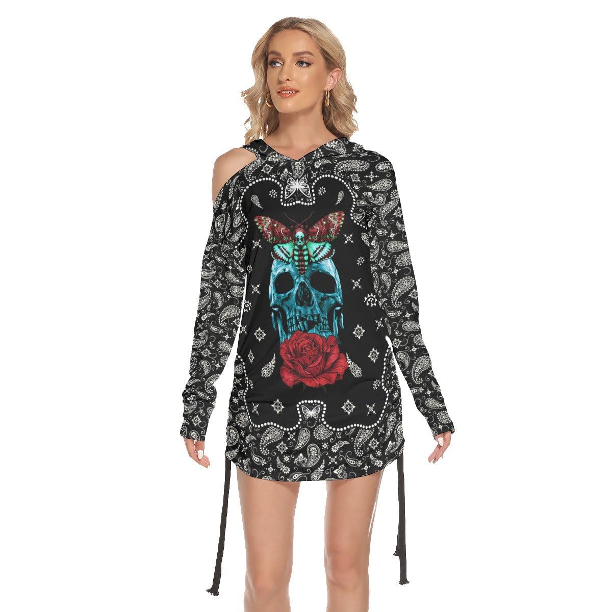 Gothic Skull Mandala One Shoulder Dress For Women - Wonder Skull