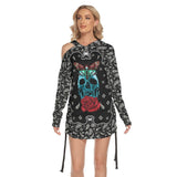 Gothic Skull Mandala One Shoulder Dress For Women - Wonder Skull