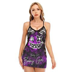 Horror Purple Nightmare Black Lace Sleepwears Babydol Dresses - Wonder Skull