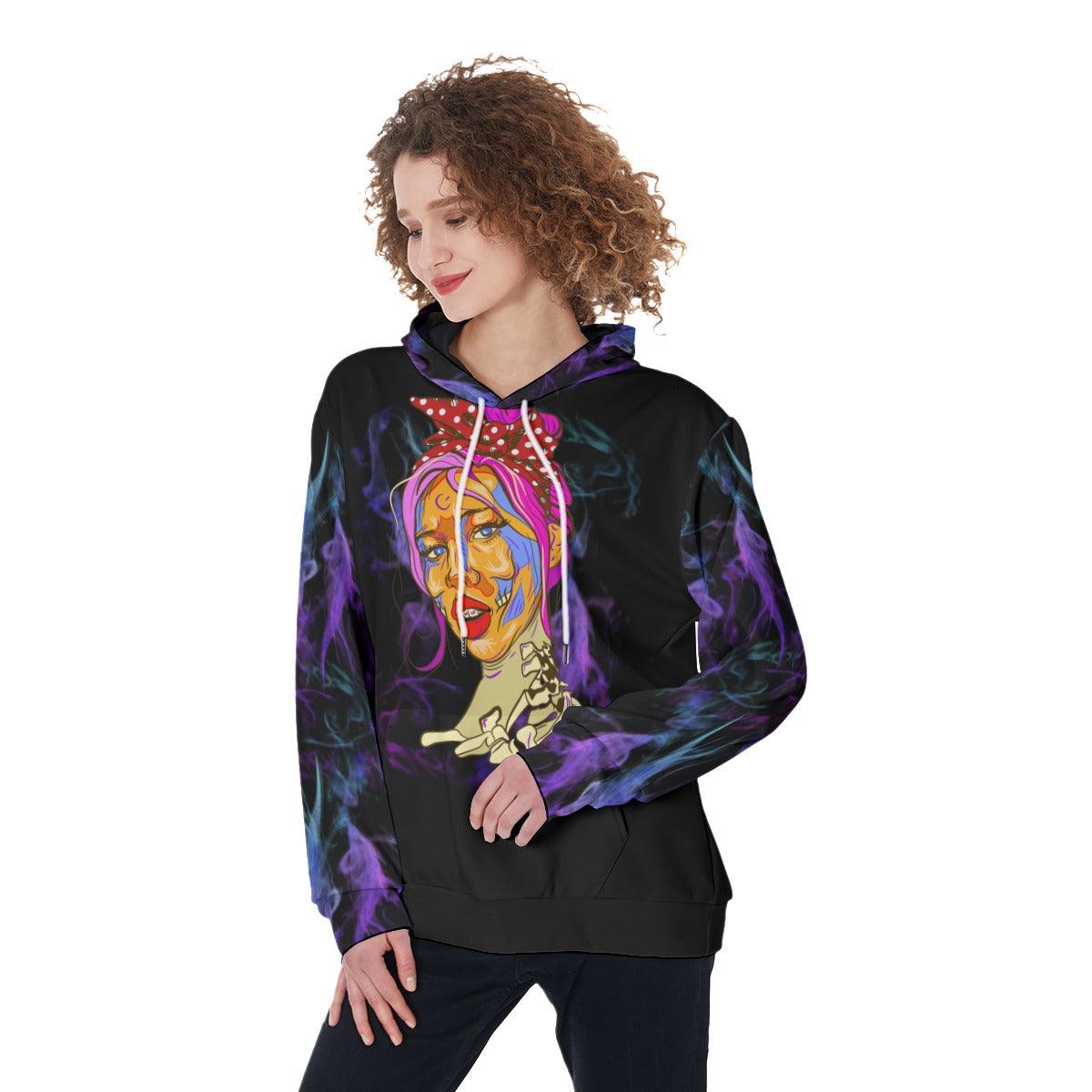 The Good Girl In Me Colorful Smoke Funny Hoodie For Women - Wonder Skull