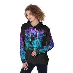 Colorful Flower Skull The Good Girl In Me Funny Hoodie For Women - Wonder Skull