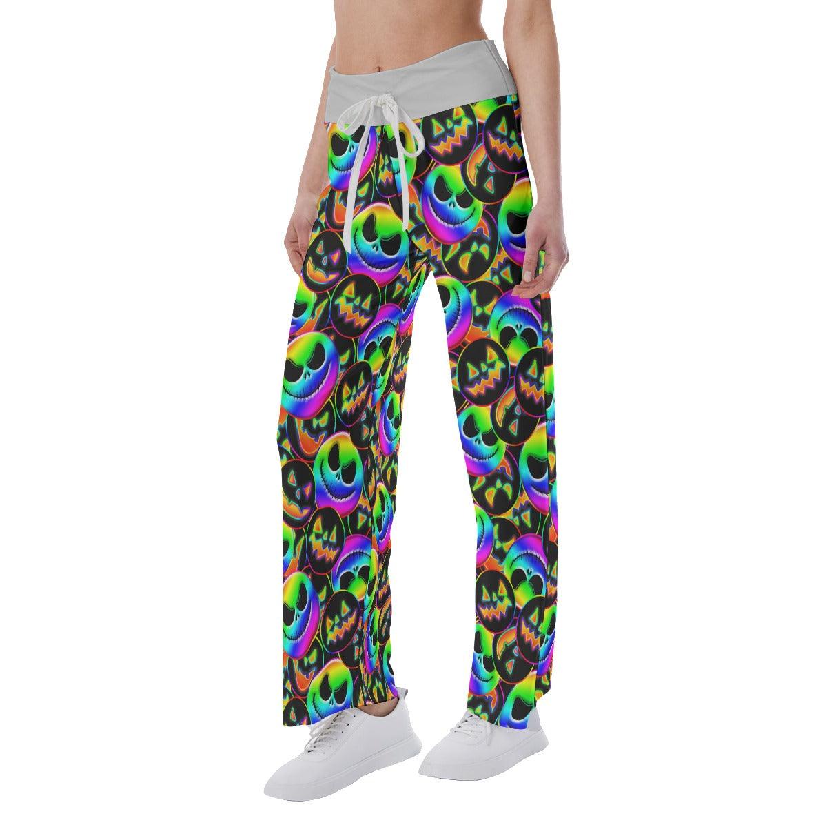 Colorful Pattern Nightmare High-waisted Straight-leg Trousers - Wonder Skull