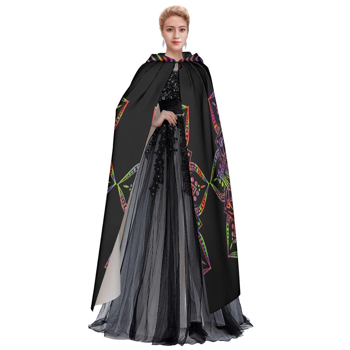 Holographic Gradient Skull Mandala Hooded Cloak - Wonder Skull