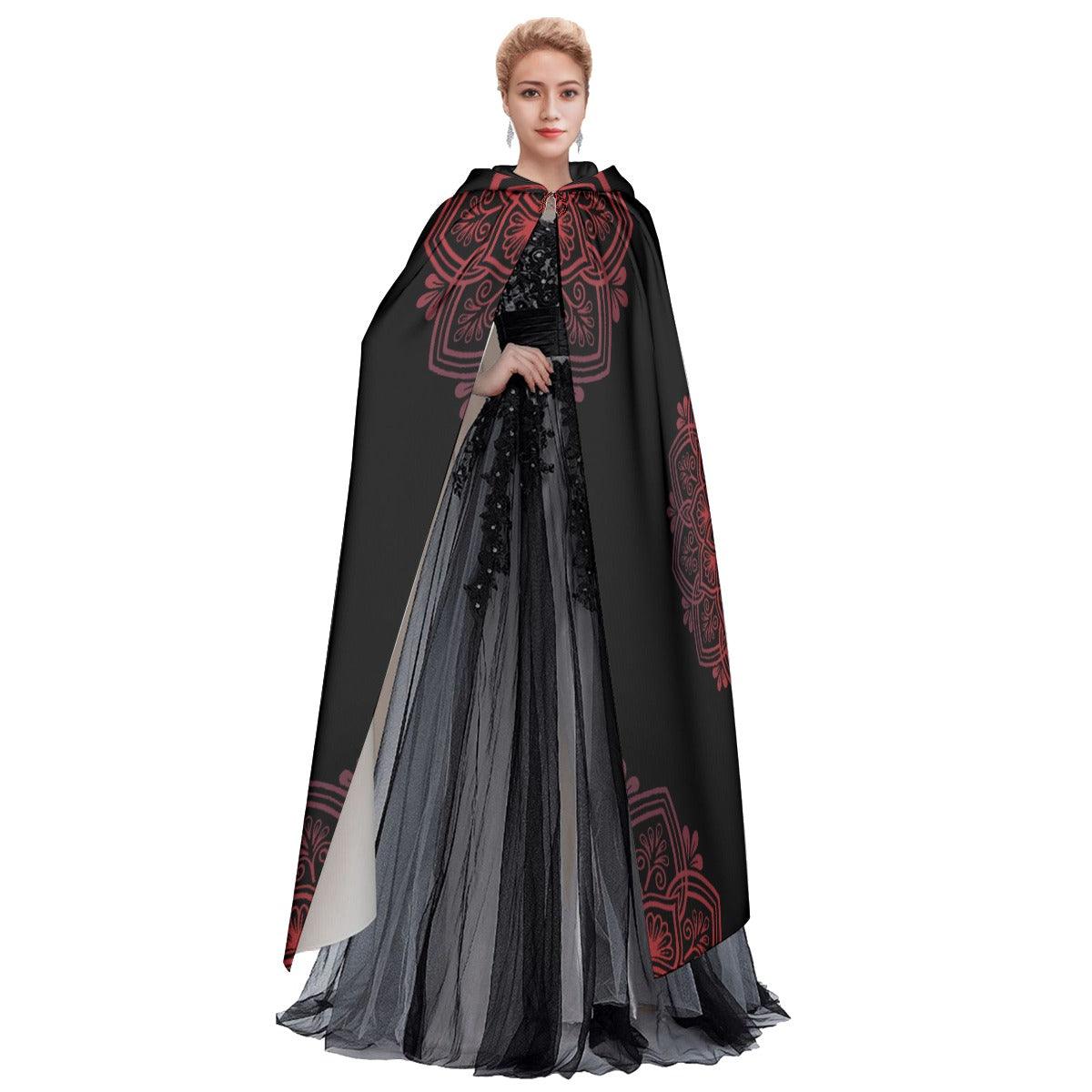 Orange Gradient Skull Mandala Hooded Cloak - Wonder Skull