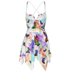 Skull Butterfly Pattern All-Over Print Women's Slip Dress - Wonder Skull