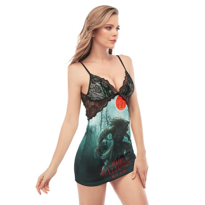 Happy Halloween Wolf Lace Chemise Nightgown - Wonder Skull