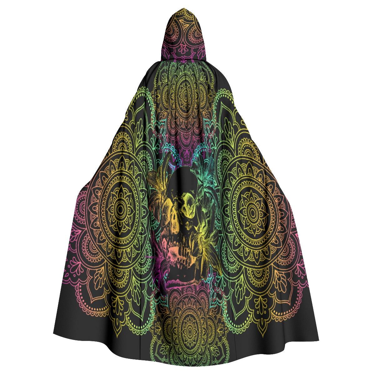 Colorful Golden Dream Skull Mandala Hooded Cloak - Wonder Skull