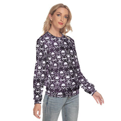 Gothic Web Skull Slim Round Neck Sweatshirt - Wonder Skull