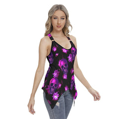 Lotus Pink Skull Gothic Women's Racing Tank Top - Wonder Skull