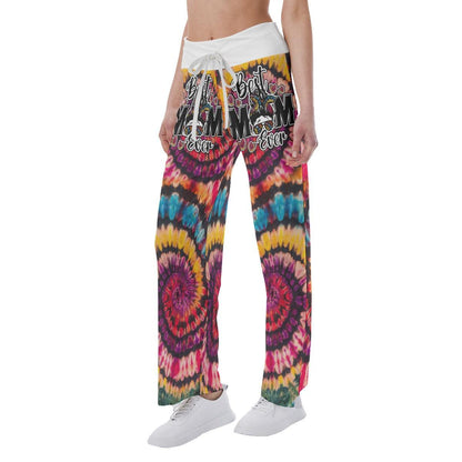 Red Black Tribe Vibe Skull Mom High-waisted Wide Leg Pants - Wonder Skull