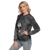 Gothic Mirror Skull Slim Round Neck Sweatshirt - Wonder Skull