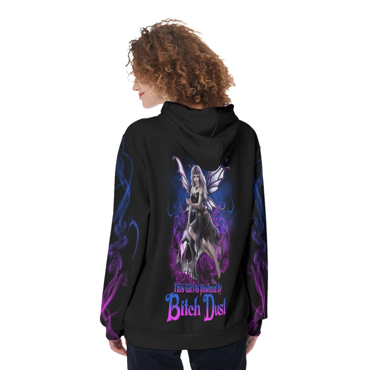 This Girl Is Powered By Bitch Dust Funny Hoodie For Women - Wonder Skull