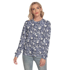 Skull Floral Slim Round Neck Sweatshirt - Wonder Skull