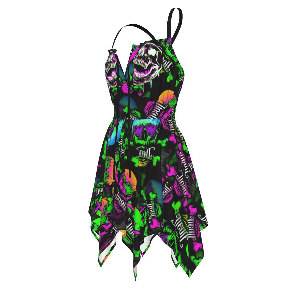 Skull Colorfull Pattern All-Over Print Women's Slip Dress - Wonder Skull