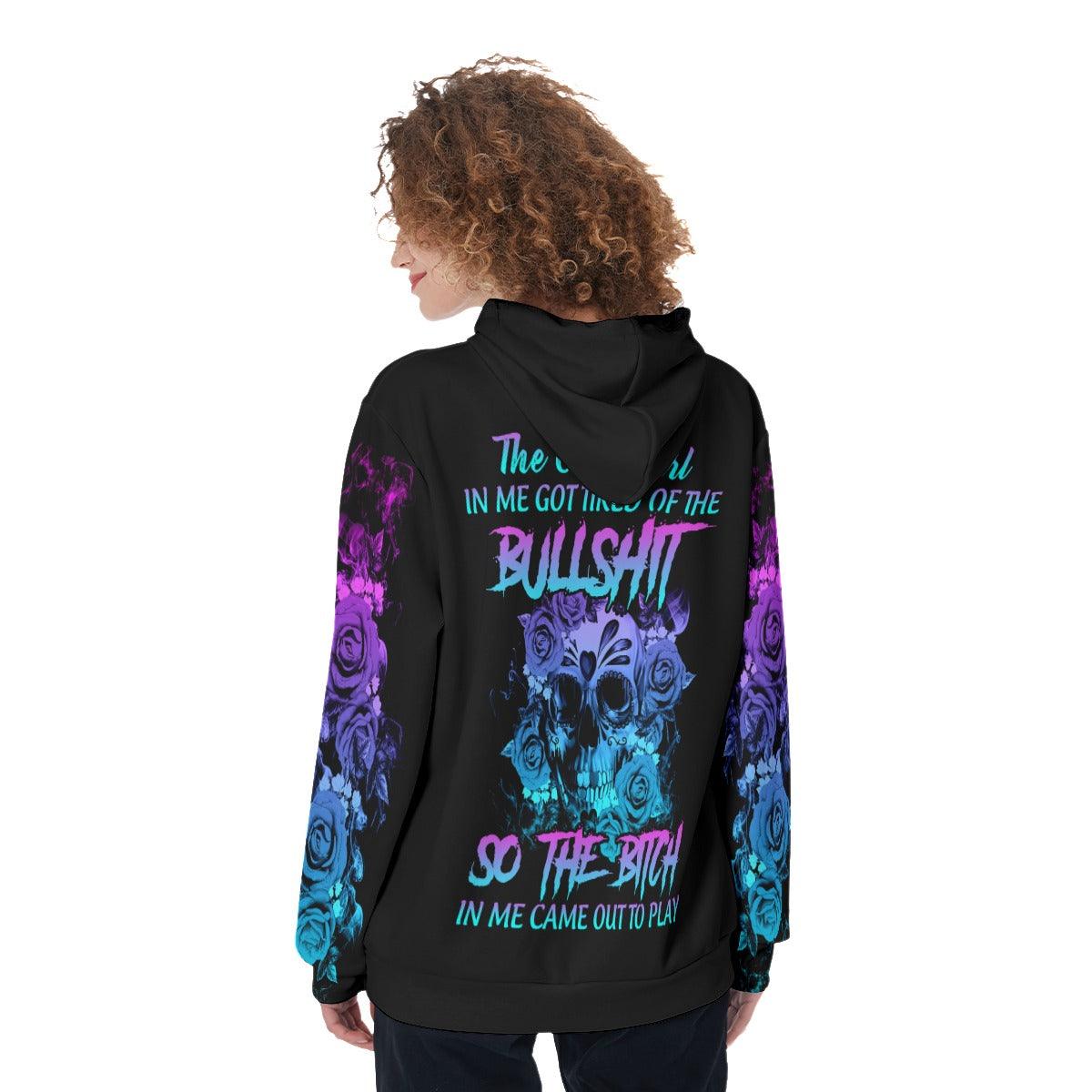 Colorful Flower Skull The Good Girl In Me Funny Hoodie For Women - Wonder Skull