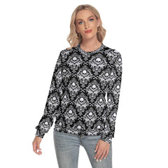 Black Gothic Skull Pattern Slim Round Neck Sweatshirt - Wonder Skull