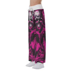 Pink Tornado Skull Psycho High-waisted Wide Leg Pants - Wonder Skull