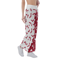 Red Grey Halloween Skull Nightmare Women's High-waisted Wide Leg Pants | Wonder Skull