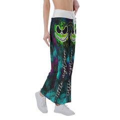 Blue Ocean Skull High-waisted Wide Leg Pants - Wonder Skull