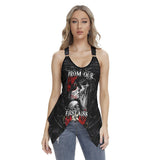From Our First Kiss Racing Tank Top With Irregular Hem - Wonder Skull