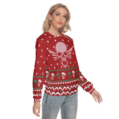 Viking Skull Christmas Slim Round Neck Sweatshirt - Wonder Skull