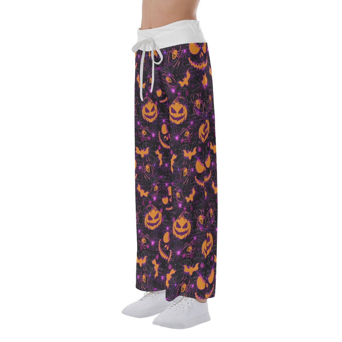Purple Dark Halloween Women's High-waisted Wide Leg Pants | Wonder Skull
