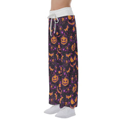 Purple Dark Halloween Women's High-waisted Wide Leg Pants | Wonder Skull