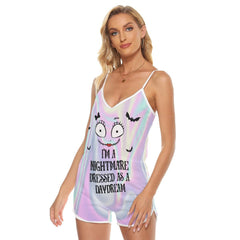 Hologram Nightmare V-neck Cami Romper - Wonder Skull