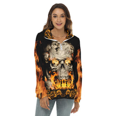 Skull Fire Borg Fleece Sweatshirt With Half Zip - Wonder Skull