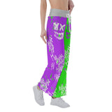 Half Green Pink Hahaha Face Smile High-waisted Straight-leg Trousers - Wonder Skull