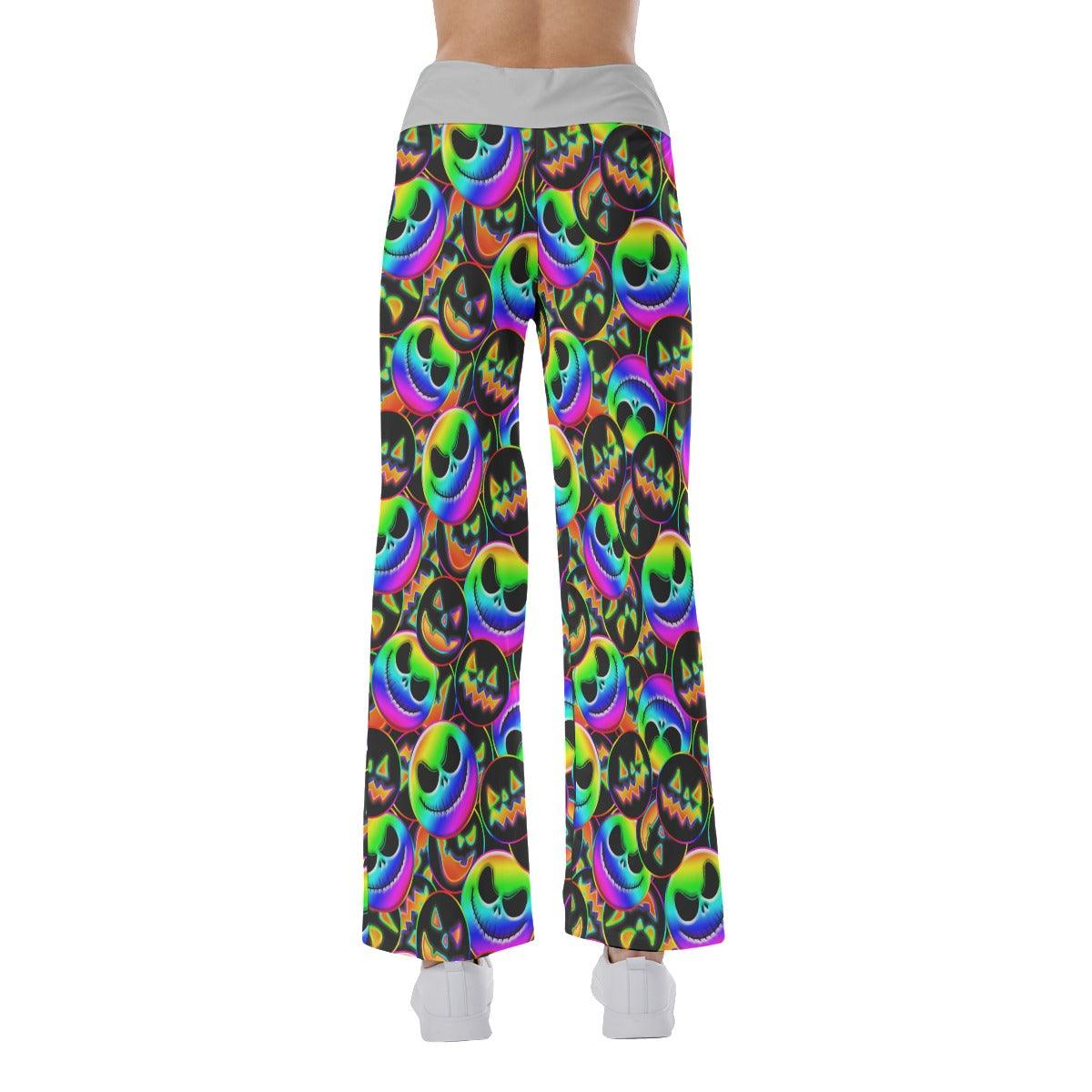 Colorful Pattern Nightmare High-waisted Straight-leg Trousers - Wonder Skull