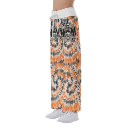 Orange Black Tribe Vibe Skull Mom High-waisted Wide Leg Pants - Wonder Skull