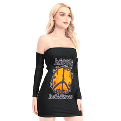 Hippie Halloween Off-shoulder Back Lace-up Dress - Wonder Skull