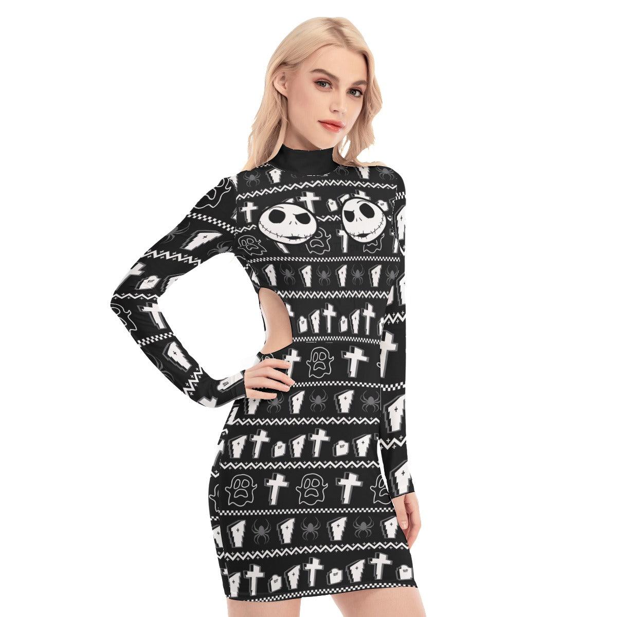 Ghost Nightmare Waist Hollow Hip Dress - Wonder Skull