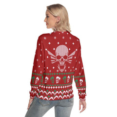 Viking Skull Christmas Slim Round Neck Sweatshirt - Wonder Skull