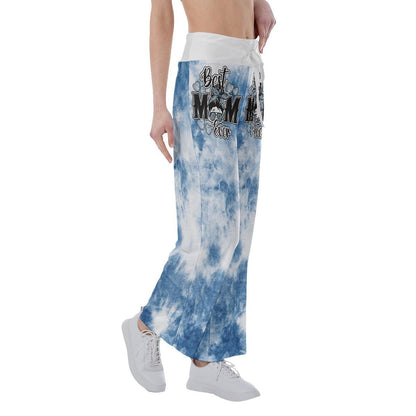 Sky Ocean Blue Skull High-waisted Wide Leg Pants - Wonder Skull