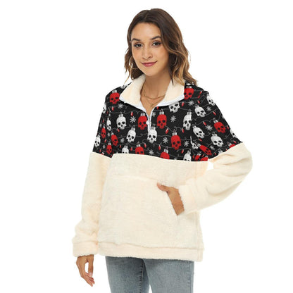 Bauble Skull Borg Fleece Sweatshirt With Half Zip - Wonder Skull