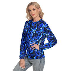 Blue Screaming Skull Slim Round Neck Sweatshirt - Wonder Skull