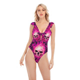Pink Skull Ruffle One-piece Swimsuit - Wonder Skull
