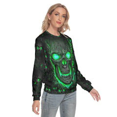 Green Skull Lava Slim Round Neck Sweatshirt - Wonder Skull