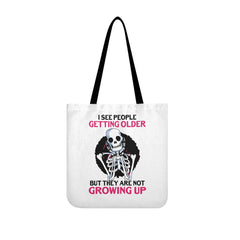 I See People Getting Older Skull Tote Bags White - Wonder Skull