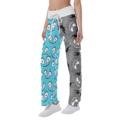 Blue Grey Nightmare Bat Women's High-waisted Wide Leg Pants | Wonder Skull