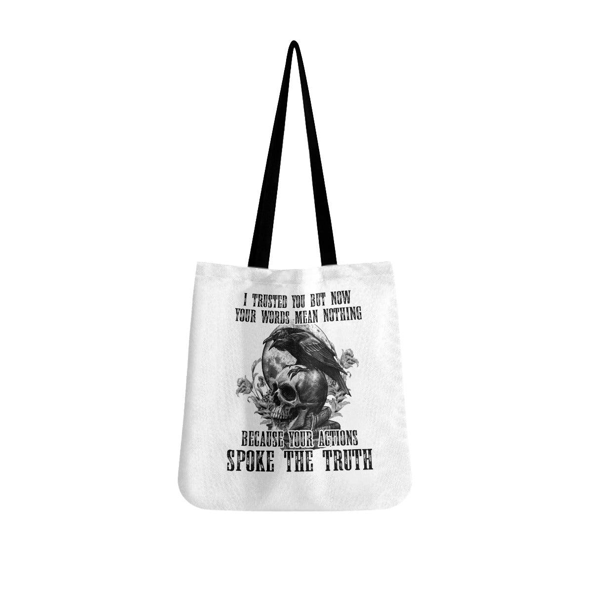 I Trusted You But Now Your Words Mean Nothing Tote Bags White - Wonder Skull