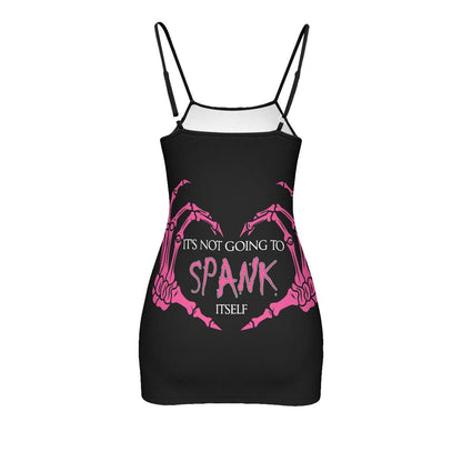 Spank Itself Skull Printed Body Dress, Naughty Sleeveless Minidress For Women-Wonder Skull
