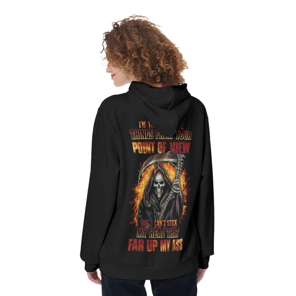 I'm Trying To See Things From Your Point Of View Funny Hoodie For Women - Wonder Skull