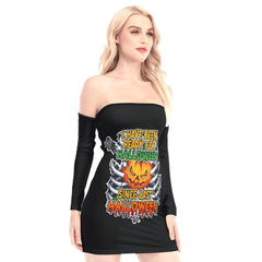 Since Last Halloween Off-shoulder Back Lace-up Dress - Wonder Skull